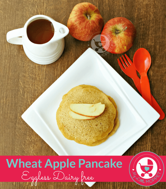 Eggless Apple Whole Wheat Pancakes without milk