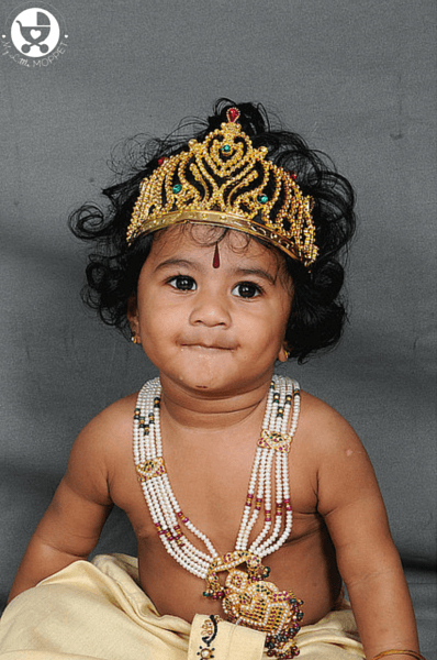 baby in krishna dress