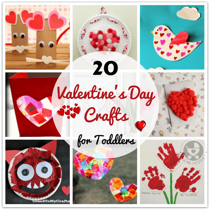 Toddlers needn't feel left out during Valentine season! Here are 20 easy Valentine's Day Crafts for Toddlers to do with siblings or parents!