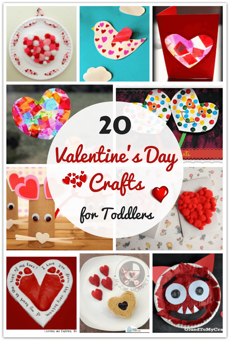 Toddlers needn't feel left out during Valentine season! Here are 20 easy Valentine's Day Crafts for Toddlers to do with siblings or parents!