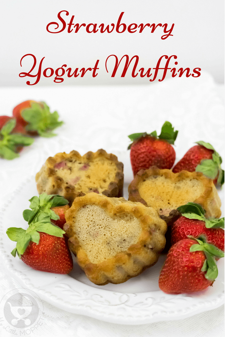 Celebrate love and good health with these yummy and fruity Strawberry Yogurt Muffins for Valentine's Day! With no butter and no sugar, these are guilt-free!