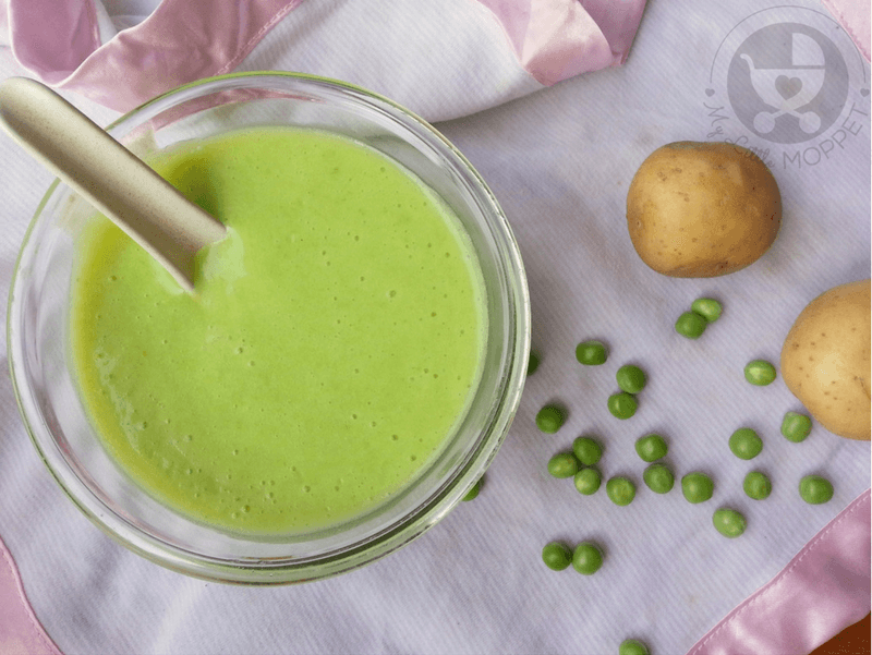 Add some potato to your baby's green peas to bulk it up and make it creamier,like in this Green Peas and Potato Puree for Babies!
