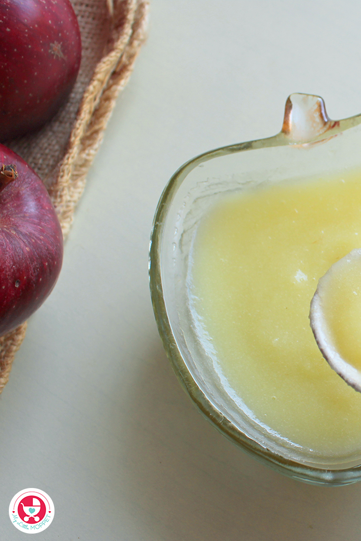 Ready to prepare your baby's first food? Apple puree for baby is an easy to make and yummy first food.