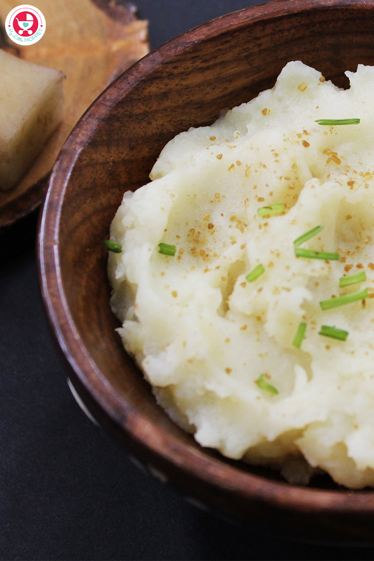 Confused of first foods moms! Potato Puree for babies makes a good first food. It has soft consistency, easily mashable and it is the least allergenic food.
