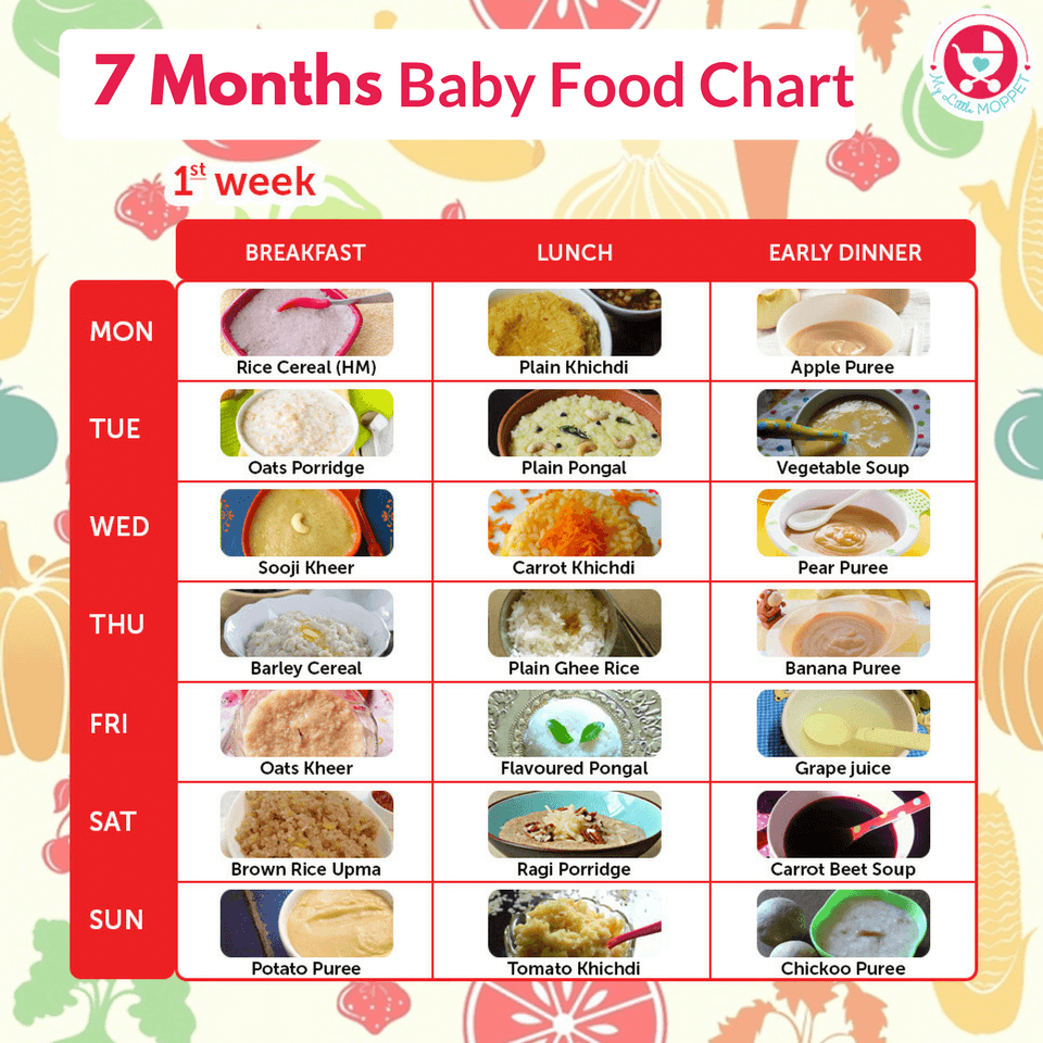 7 Months Baby Food Chart - My Little Moppet