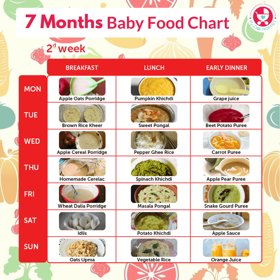 7 Months Baby Food Chart - My Little Moppet