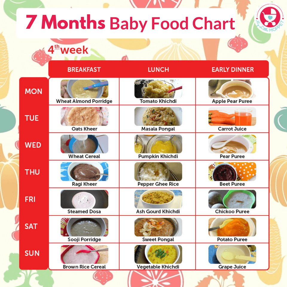 7 Months Baby Food Chart - My Little Moppet