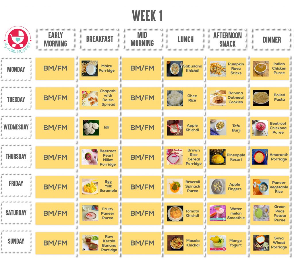 9 Month Baby Food Chart In