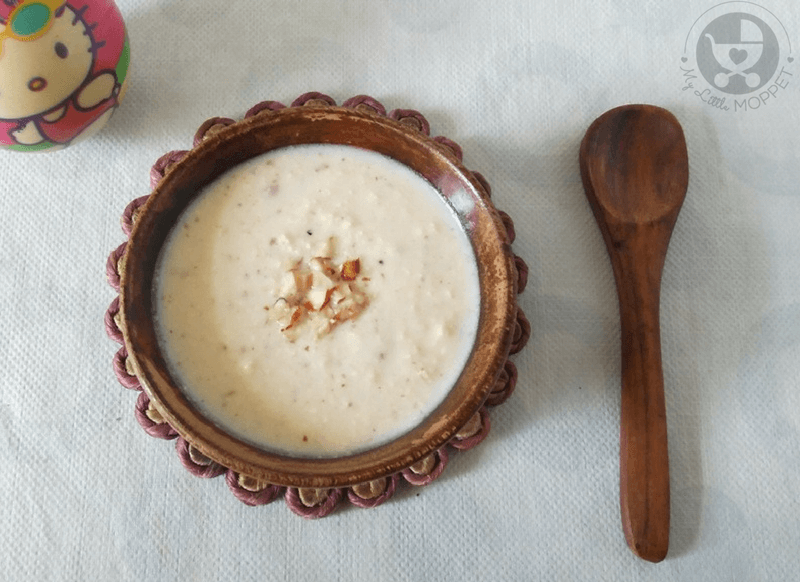 This Paneer Kheer Recipe is made with Cottage Cheese or Paneer, milk and dry fruits powder, making it a good nutritious dessert for kids over one!