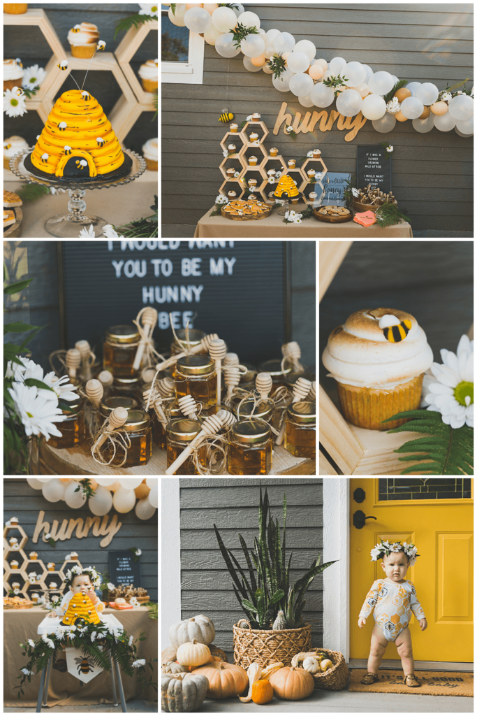 Honey Bee first birthday party idea for girls 