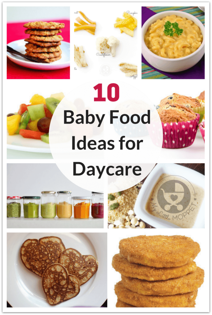 Here are 10 healthy baby food ideas for daycare - all homemade! Choose from purees, porridge, fruit, vegetables and more to ensure baby is always well fed!