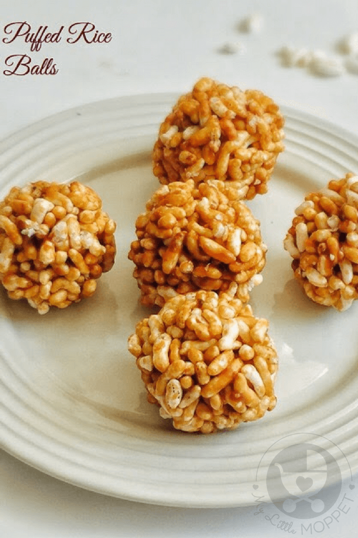 These Puffed Rice balls are a good snack for kids to munch on in between meals as it provides instant energy for active kids.