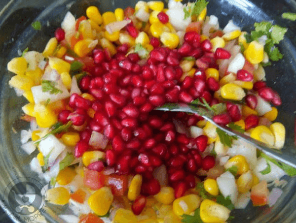 This summer let the kids enjoy a refreshing and colorful snack packed with nutrition - a Sweet Corn Salad with veggies and lime seasoning!
