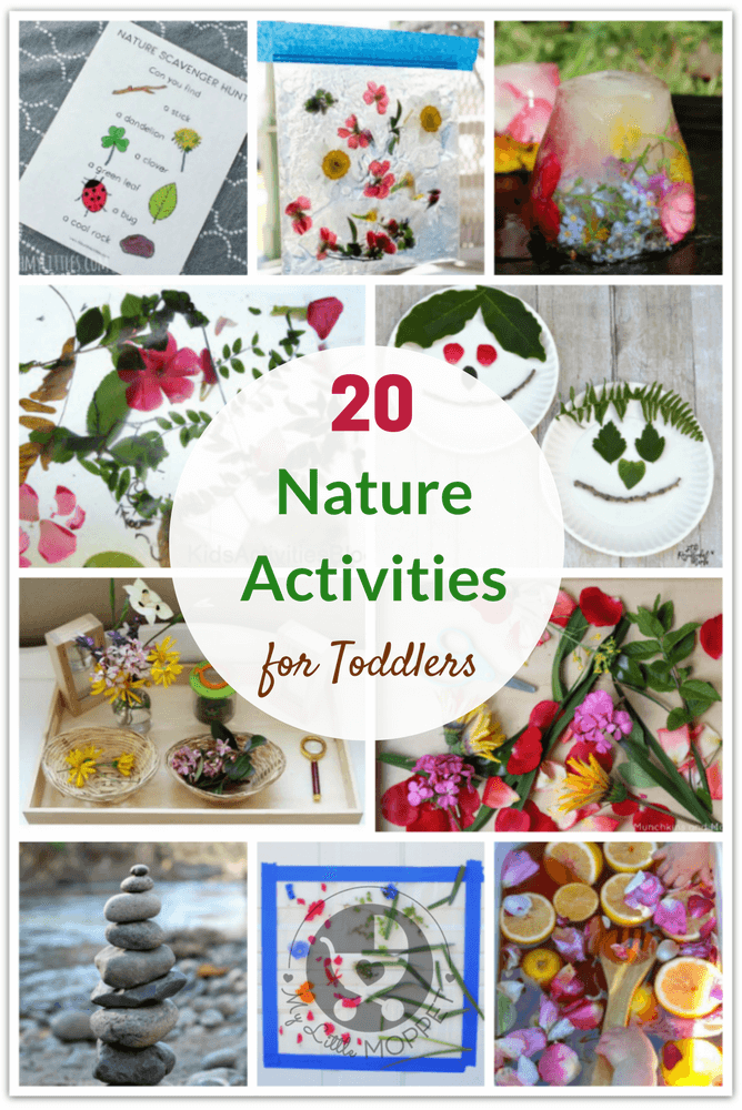 Help toddlers learn about nature and the environment while having fun with these super simple Nature Activities for Toddlers, with leaves, flowers & more!