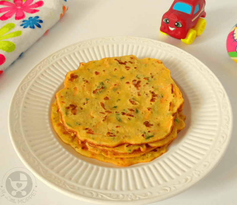 Give your little one a nutritious meal in the form of this Chickpea Veggie Pancake Recipe for babies! Packed with protein and energy, this is a must try recipe!