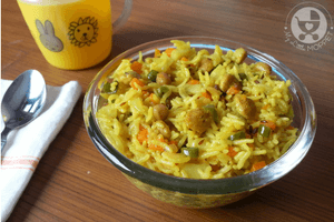 Vegetable and Soya Chunks Rice for Toddlers