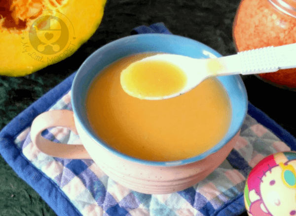 Rich in fiber & protein, this Pumpkin and Red Lentil soup is a warm and comforting food for your baby or toddler. It's also easy to digest for little ones!