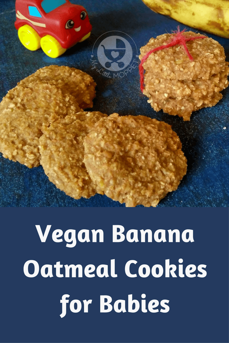 Give your older baby a different texture to taste with this healthy vegan banana oatmeal cookies recipe - also perfect for older kids!