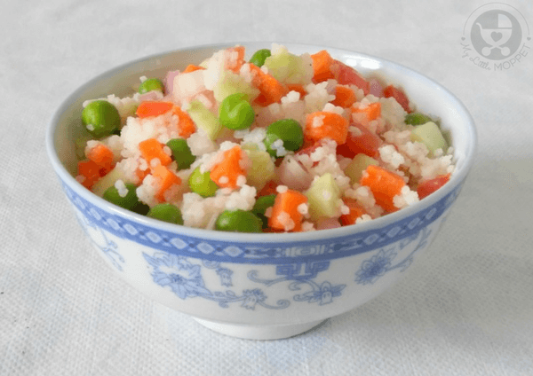Thought salads were only for diet conscious adults! Think again! This Barnyard Millet Vegetable Salad is the perfect healthy snack for toddlers and kids!