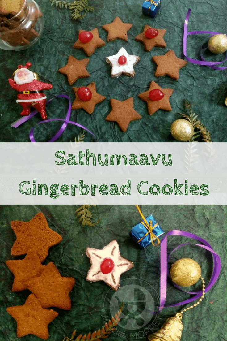 Gingerbread goodies are popular during Christmas season, but what we've got today is different! Try out these Sathumaavu Gingerbread Cookies - super healthy and yummy too! #Gingerbread