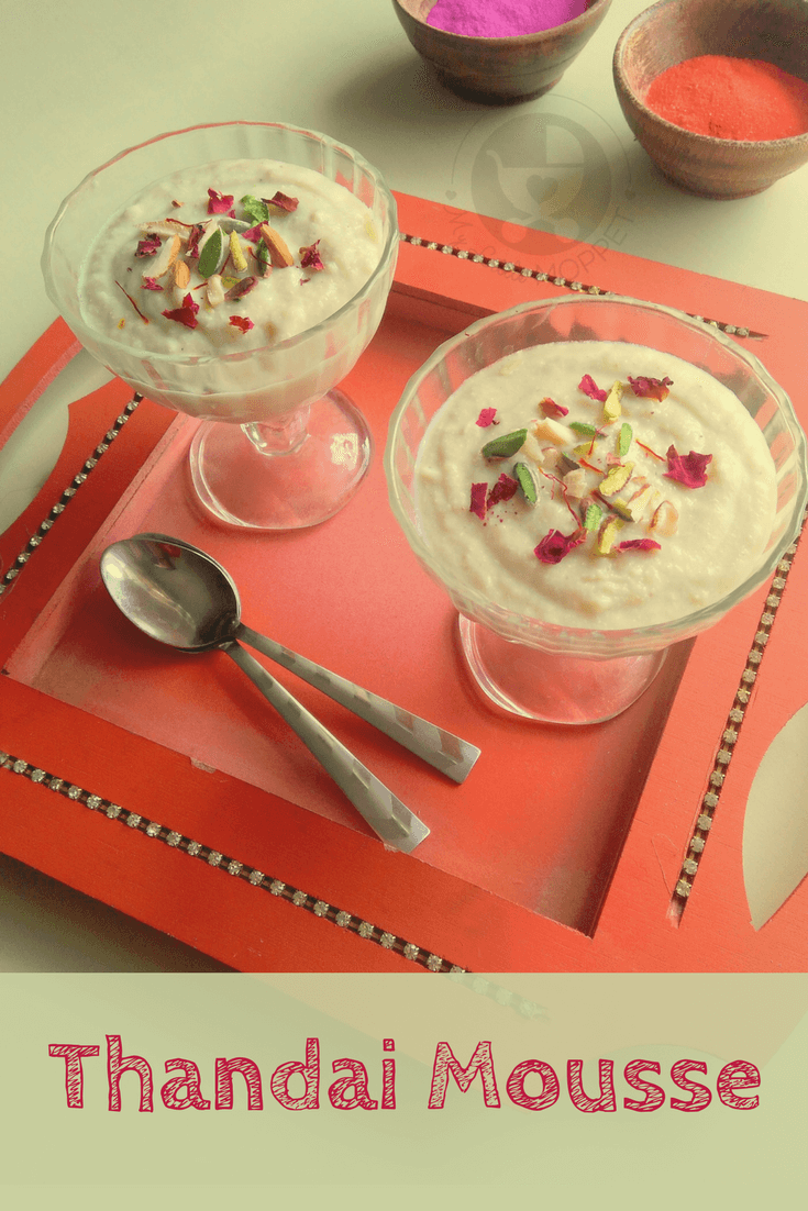 Celebrate the festival of colors with a twist on a Holi classic with Thandai Mousse! From toddlers to   grandparents, this is the perfect dessert for everyone!