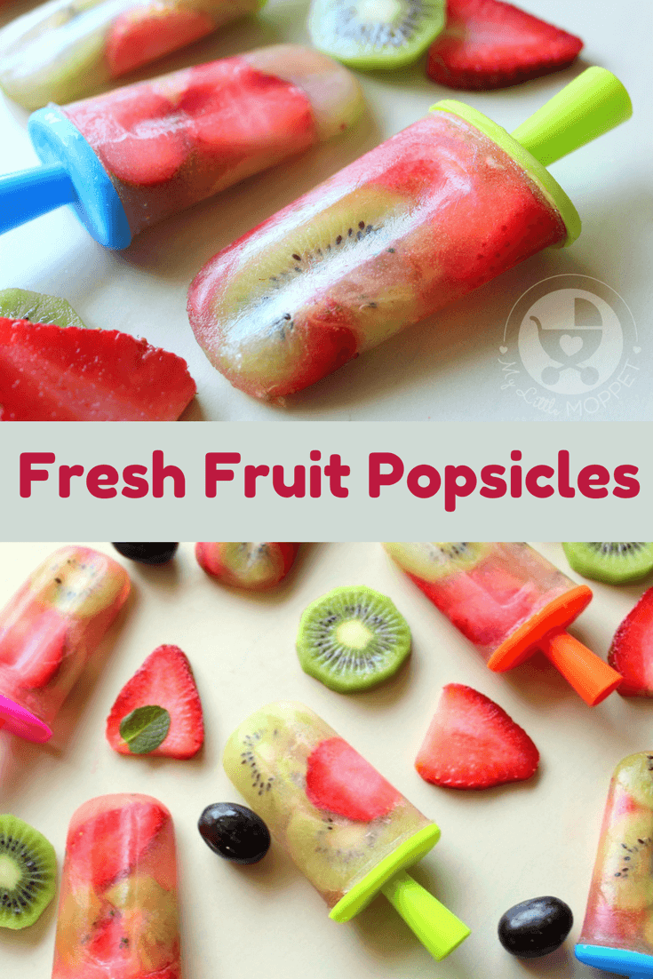 This Holi, fill your tummy with brightly colored fruits - in a healthy and refreshing Fresh Fruit Popsicles! A three ingredient recipe that doesn't need cooking!