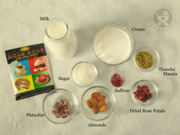 Ingredients required to make thandai