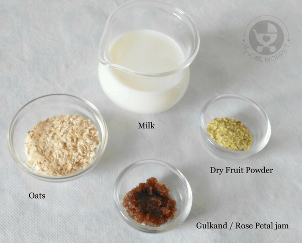 ingredients for gulkand oats payasam