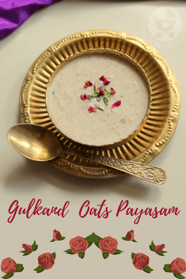Try out this delicious Gulkand Oats Payasam, filled with lovely flavors of dry fruits and rose petals.   Serve warm or chilled - it tastes great either way!