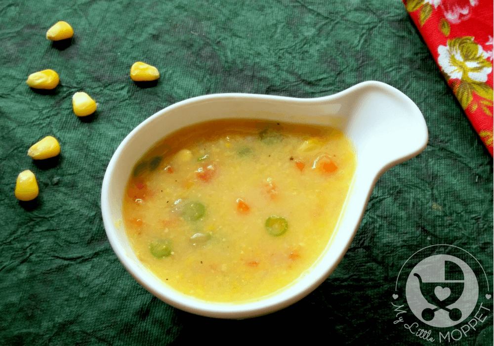 Sweet Corn Vegetable Soup For Toddlers