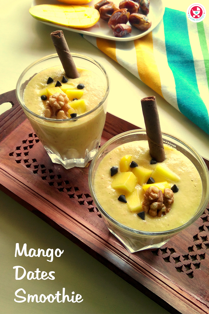  Enjoy the king of fruits and the queen of dry fruits in this delicious Mango Date Smoothie that's fit for a royal! Made with Little Moppet Foods Date Smoothie Mix