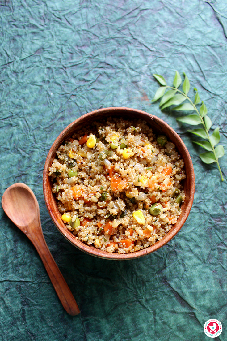 Quinoa vegetable upma is a gluten free, nutritious recipe with the wholesome goodness of vegetables and quinoa, It's the best toddler food.