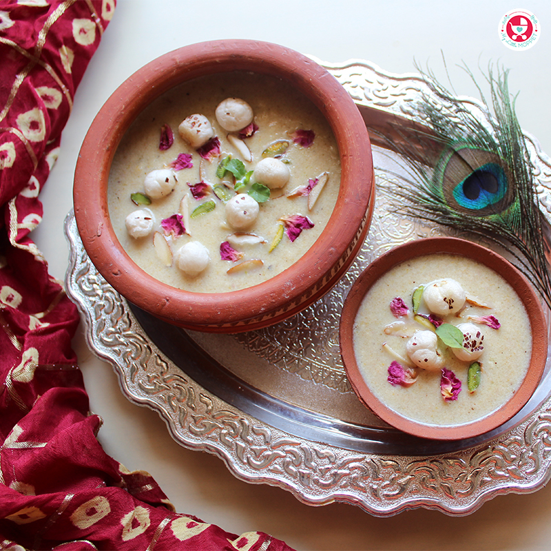 Makhana kheer is a sweet pudding made from foxnut seeds and milk. This kheer is not just extraordinarily tasty, it’s calcium and protein rich too.