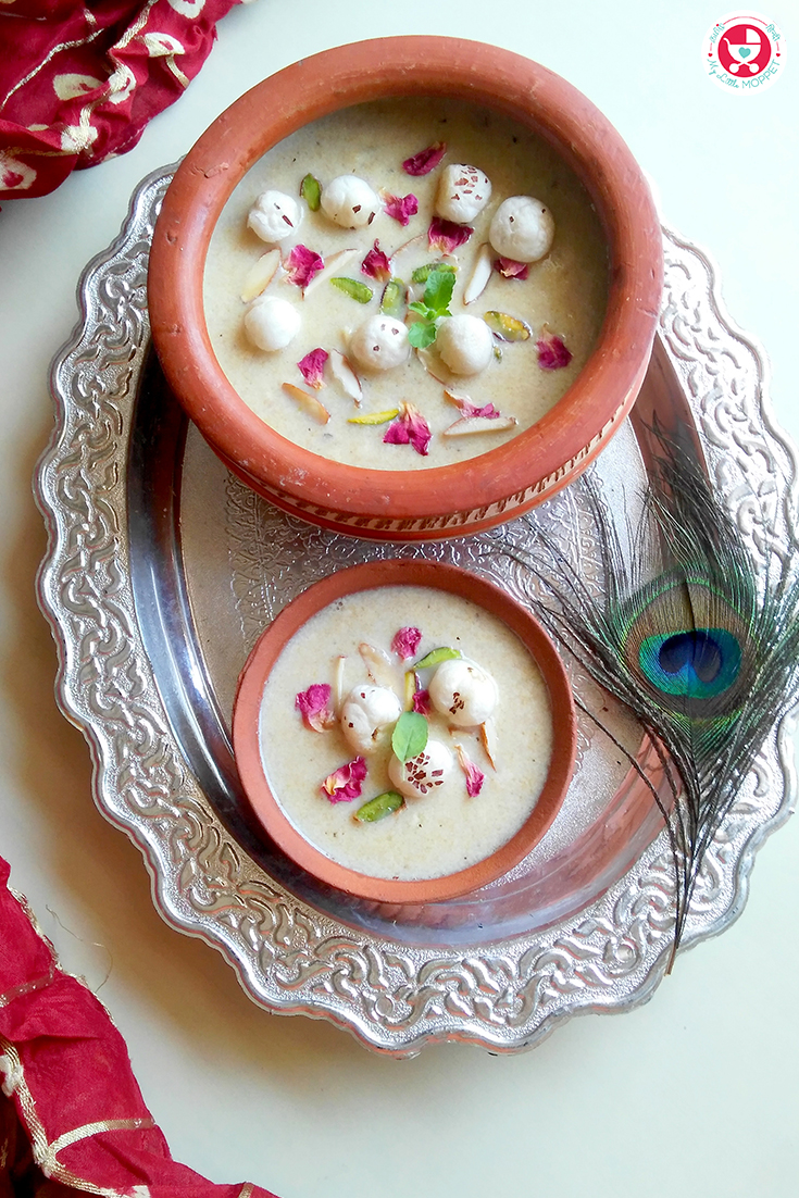 Makhana kheer is a sweet pudding made from foxnut seeds and milk. This kheer is not just extraordinarily tasty, it’s calcium and protein rich too.