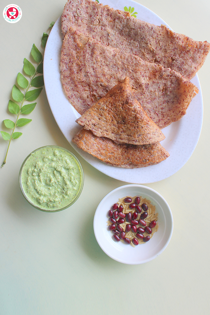 Rajma Dosa / Red Kidney Beans Crepe is a deliciously healthy breakfast recipe. It is a good source of potassium, magnesium, soluble fiber and protein.