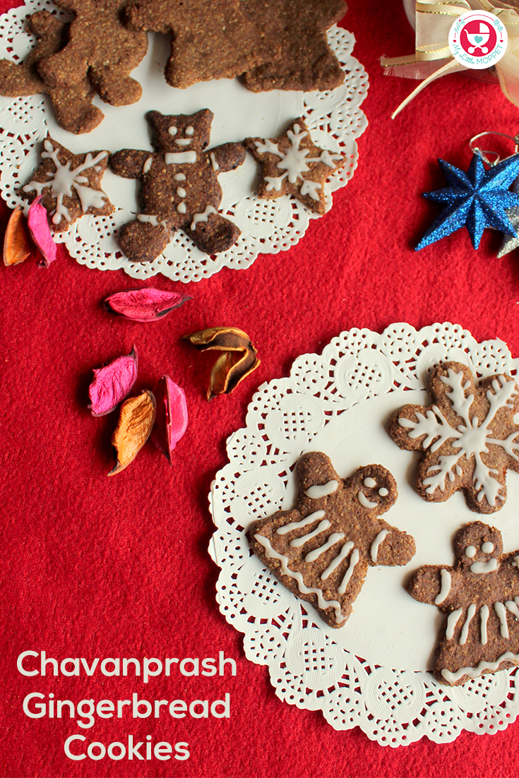 Chavanprash Gingerbread Cookies are a mildly sweet and spicy snack. It tastes delicious and also serves as an immunity boosting snack of the season.