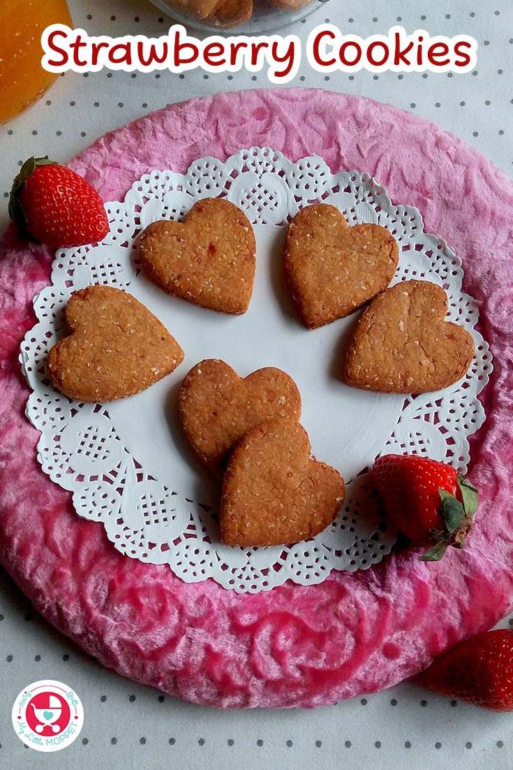 The heart shaped homemade strawberry cookies are the best healthy and tasty fruity sweet treats for your loved ones on this Valentine's day. 
