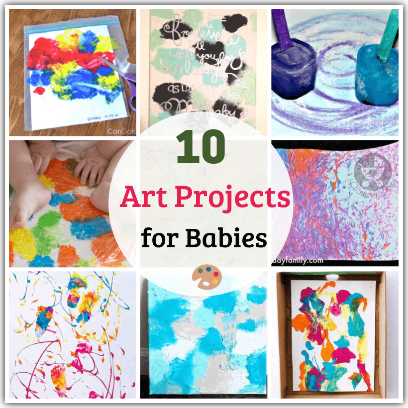 Can babies make art? They sure can! Check out these easy and fun art projects for babies to play with. Also includes baby safe DIY paint recipes!