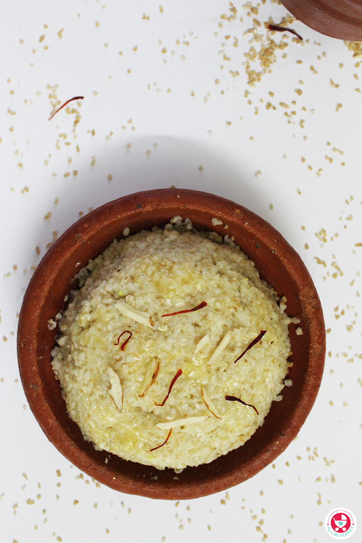 Add more nutrition in your baby’s diet by adding the best nutrient rich, yummy & tummy filling broken wheat apple halwa recipe in your baby's diet plan.