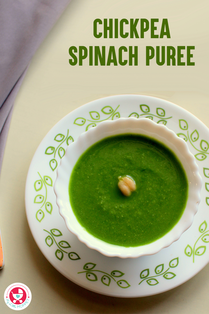 Here is a delicious stage 2 baby foods recipe, "Chickpea Spinach puree"! It's rich in vitamins, proteins & antioxidants. Suitable for babies above 8 months.