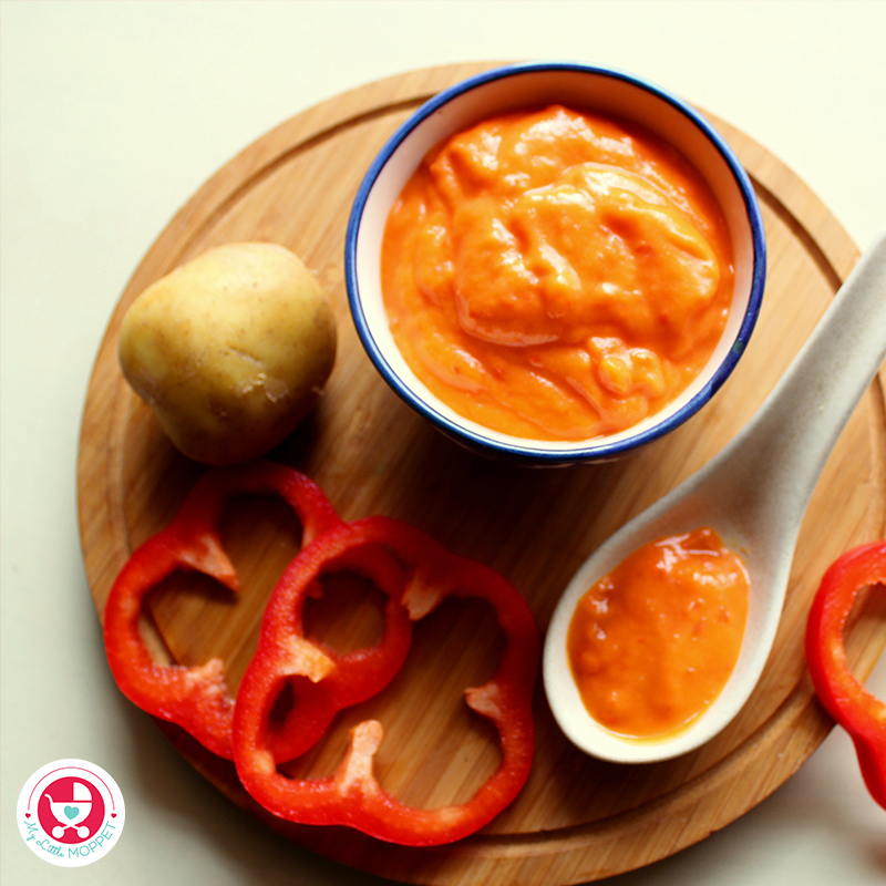 Red bell pepper potato puree recipe brings your baby a lovely combination of yummy, creamy texture and mildly sweet taste!