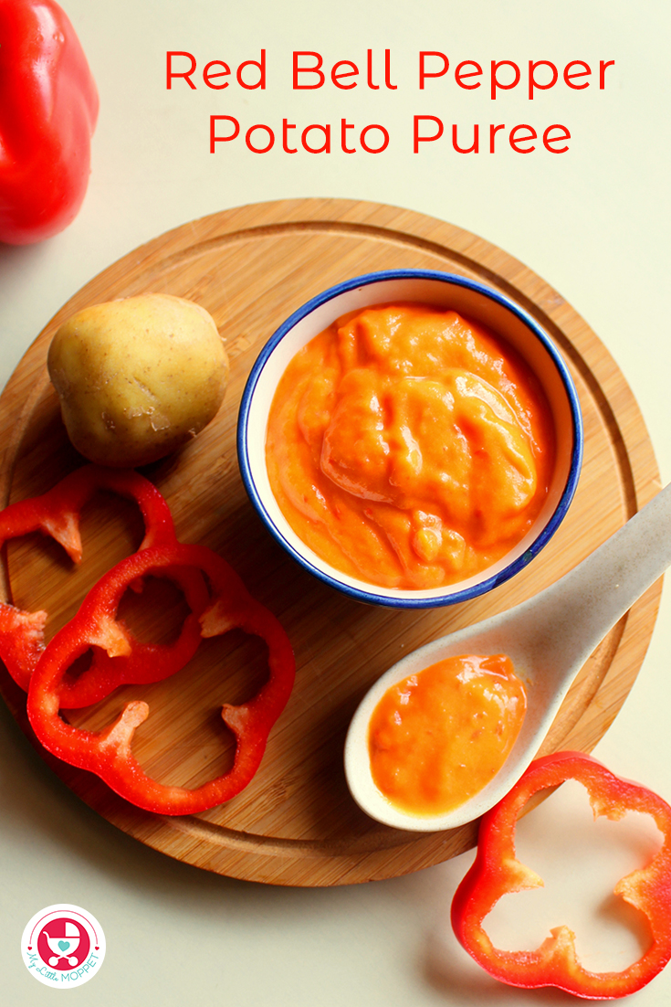 Red bell pepper potato puree recipe brings your baby a lovely combination of yummy, creamy texture and mildly sweet taste!