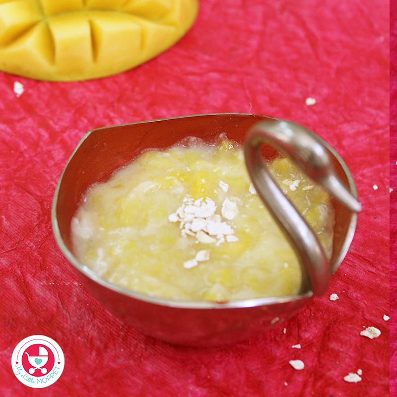 This Mango oats porridge for babies recipe is rich in vitamins and minerals! Best yummy breakfast recipe with the juicy and pulpy mango fruit.