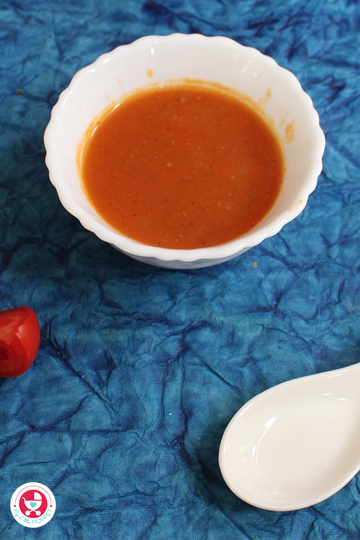 This Creamy Tomato Soup for babies recipe is not just soothing and hydrating but also builds immunity of your precious kids!